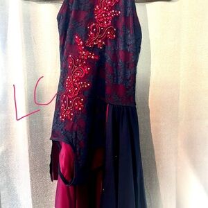 Elegant Navy and Fuschia Lace Dress